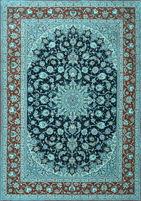 Medallion Light Blue Traditional Rug, tr3486lblu