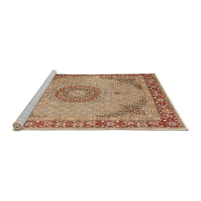Sideview of Machine Washable Traditional Chestnut Red Rug, wshtr3487