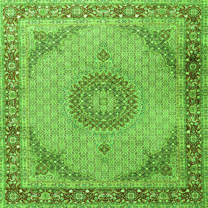 Round Machine Washable Medallion Green Traditional Area Rugs, wshtr3487grn