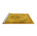 Sideview of Machine Washable Medallion Yellow Traditional Rug, wshtr3487yw