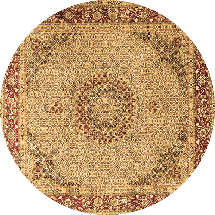 Round Medallion Brown Traditional Rug, tr3487brn