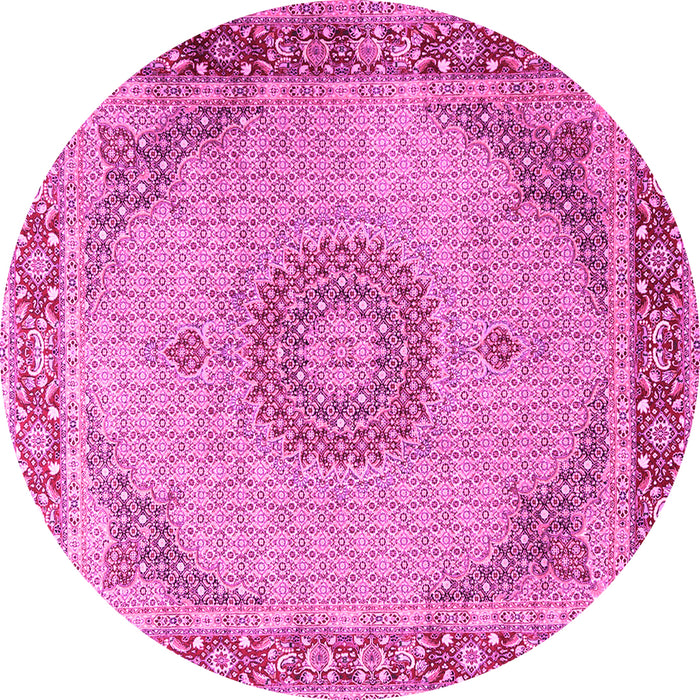 Round Medallion Pink Traditional Rug, tr3487pnk