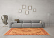 Machine Washable Medallion Orange Traditional Area Rugs in a Living Room, wshtr3487org