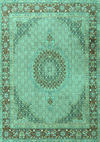 Medallion Turquoise Traditional Rug, tr3487turq