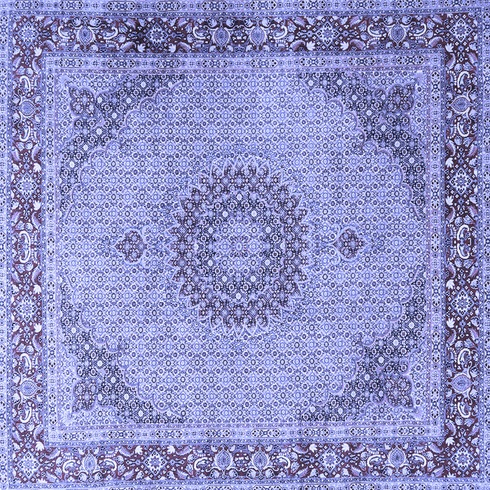 Square Machine Washable Medallion Blue Traditional Rug, wshtr3487blu