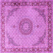 Square Machine Washable Medallion Purple Traditional Area Rugs, wshtr3487pur