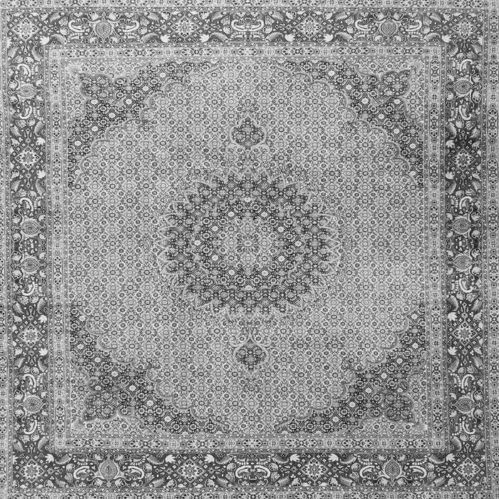 Round Machine Washable Medallion Gray Traditional Rug, wshtr3487gry