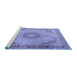 Sideview of Machine Washable Medallion Blue Traditional Rug, wshtr3487blu