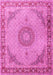 Machine Washable Medallion Pink Traditional Rug, wshtr3487pnk