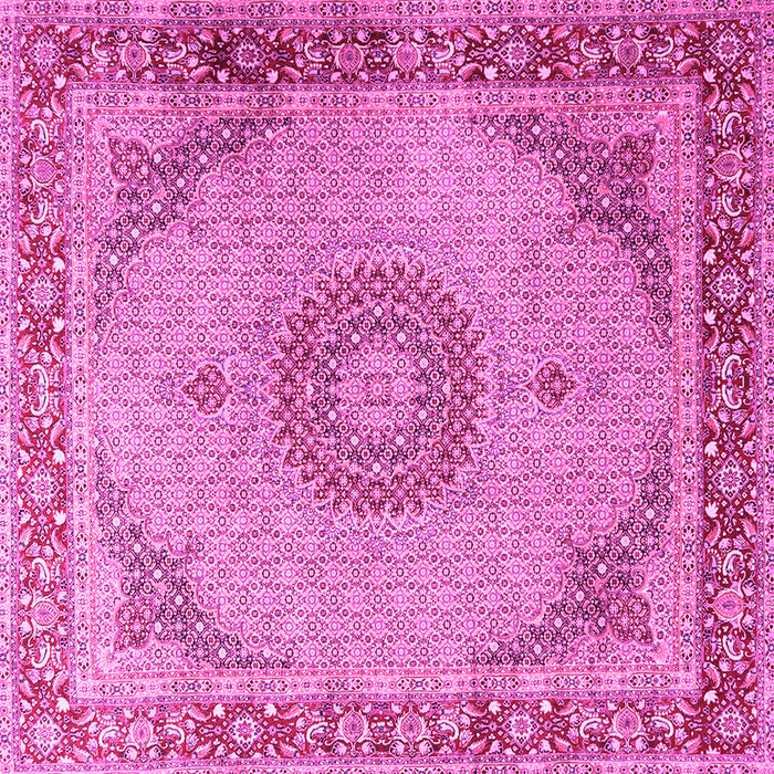 Square Machine Washable Medallion Pink Traditional Rug, wshtr3487pnk