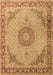 Machine Washable Medallion Brown Traditional Rug, wshtr3487brn