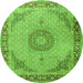 Machine Washable Medallion Green Traditional Area Rugs, wshtr3487grn