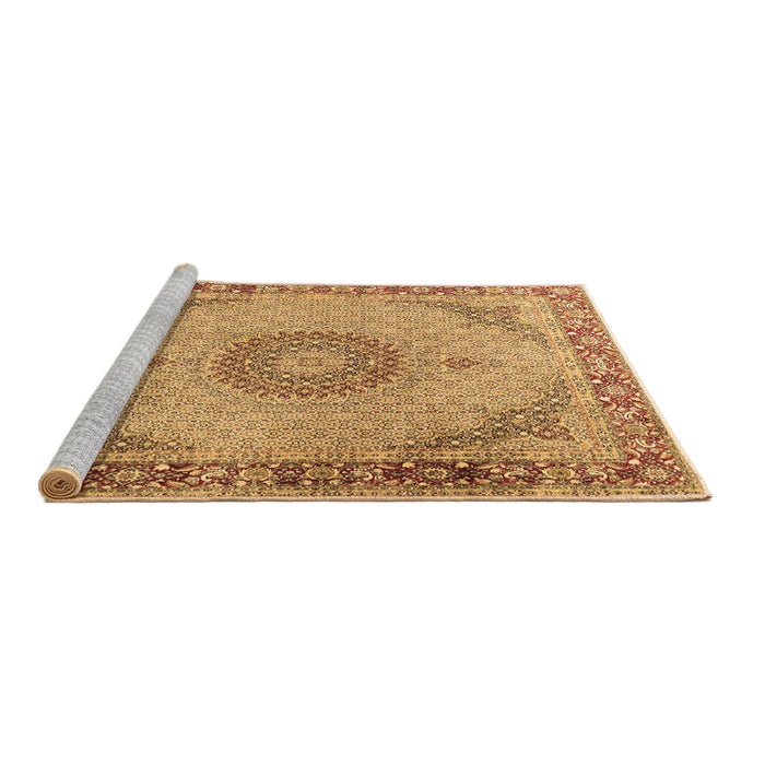 Sideview of Machine Washable Medallion Brown Traditional Rug, wshtr3487brn