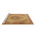 Sideview of Machine Washable Medallion Brown Traditional Rug, wshtr3487brn