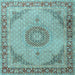 Square Medallion Light Blue Traditional Rug, tr3487lblu