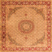 Serging Thickness of Medallion Orange Traditional Rug, tr3487org