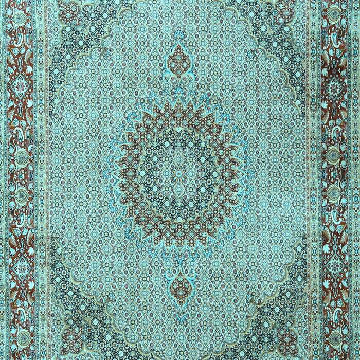 Machine Washable Medallion Light Blue Traditional Rug, wshtr3487lblu