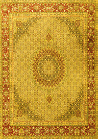 Medallion Yellow Traditional Rug, tr3487yw