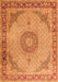 Serging Thickness of Machine Washable Medallion Orange Traditional Area Rugs, wshtr3487org