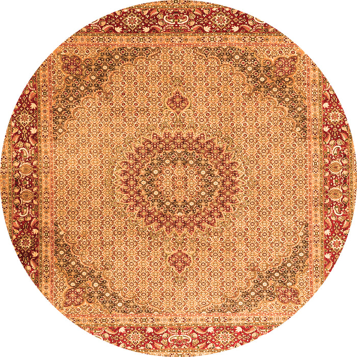 Machine Washable Medallion Orange Traditional Area Rugs, wshtr3487org
