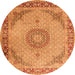 Machine Washable Medallion Orange Traditional Area Rugs, wshtr3487org