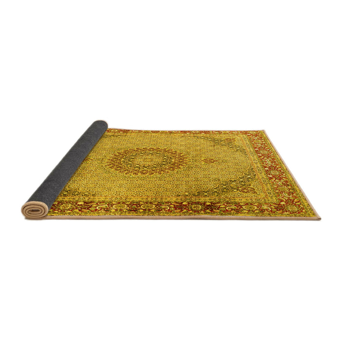 Sideview of Medallion Yellow Traditional Rug, tr3487yw