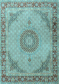 Medallion Light Blue Traditional Rug, tr3487lblu