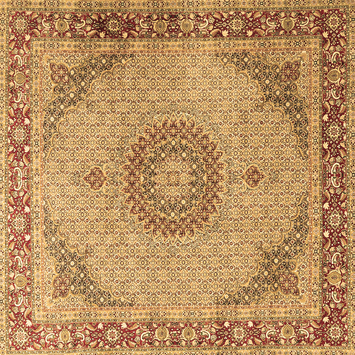Square Machine Washable Medallion Brown Traditional Rug, wshtr3487brn