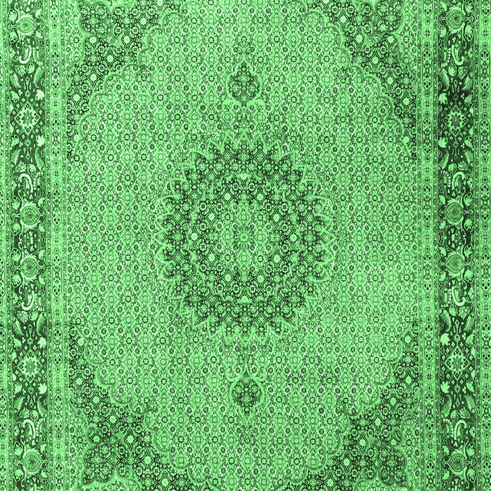 Machine Washable Medallion Emerald Green Traditional Area Rugs, wshtr3487emgrn