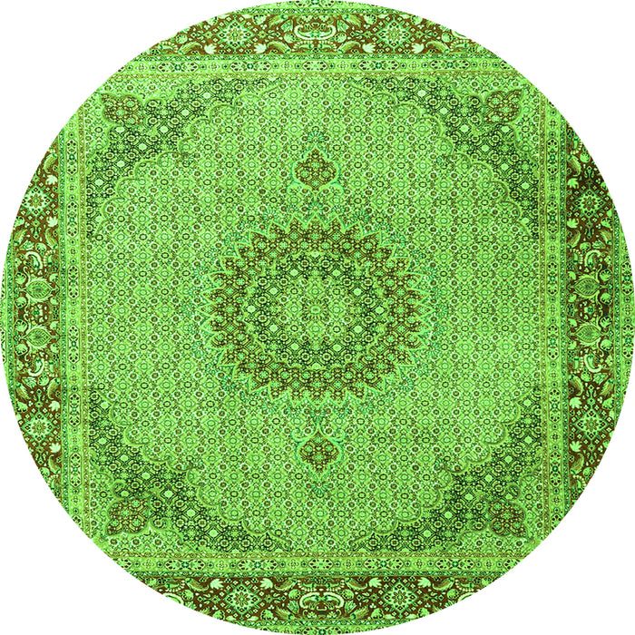 Square Medallion Green Traditional Rug, tr3487grn
