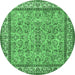 Round Persian Emerald Green Traditional Rug, tr3488emgrn