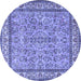 Round Machine Washable Persian Blue Traditional Rug, wshtr3488blu