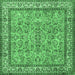 Square Machine Washable Persian Emerald Green Traditional Area Rugs, wshtr3488emgrn