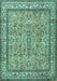 Machine Washable Persian Turquoise Traditional Area Rugs, wshtr3488turq