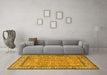 Machine Washable Persian Yellow Traditional Rug in a Living Room, wshtr3488yw