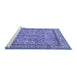 Sideview of Machine Washable Persian Blue Traditional Rug, wshtr3488blu