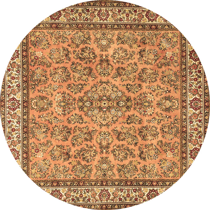 Round Persian Brown Traditional Rug, tr3488brn