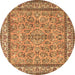 Round Persian Brown Traditional Rug, tr3488brn