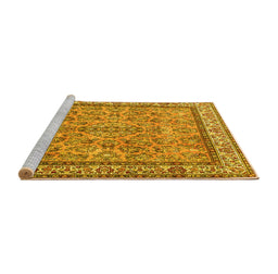 Sideview of Machine Washable Persian Yellow Traditional Rug, wshtr3488yw