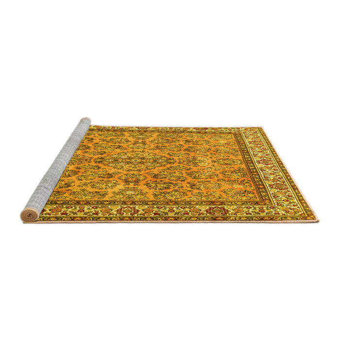 Sideview of Machine Washable Persian Yellow Traditional Rug, wshtr3488yw