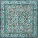 Square Machine Washable Persian Light Blue Traditional Rug, wshtr3488lblu