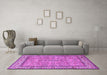 Machine Washable Persian Purple Traditional Area Rugs in a Living Room, wshtr3488pur