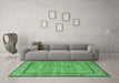 Machine Washable Persian Emerald Green Traditional Area Rugs in a Living Room,, wshtr3488emgrn