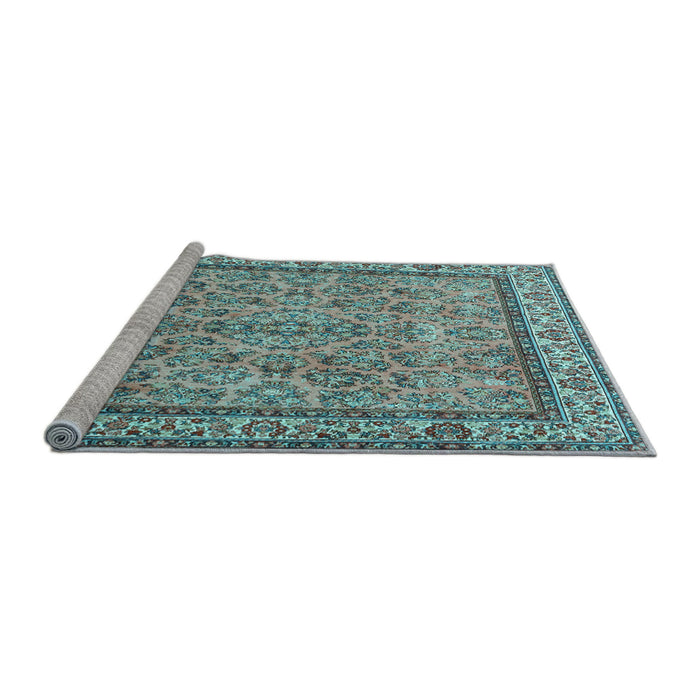 Sideview of Machine Washable Persian Light Blue Traditional Rug, wshtr3488lblu