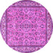 Round Machine Washable Persian Purple Traditional Area Rugs, wshtr3488pur