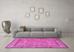 Machine Washable Persian Pink Traditional Rug in a Living Room, wshtr3488pnk