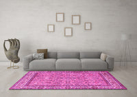 Machine Washable Persian Pink Traditional Rug, wshtr3488pnk