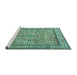 Sideview of Machine Washable Persian Turquoise Traditional Area Rugs, wshtr3488turq