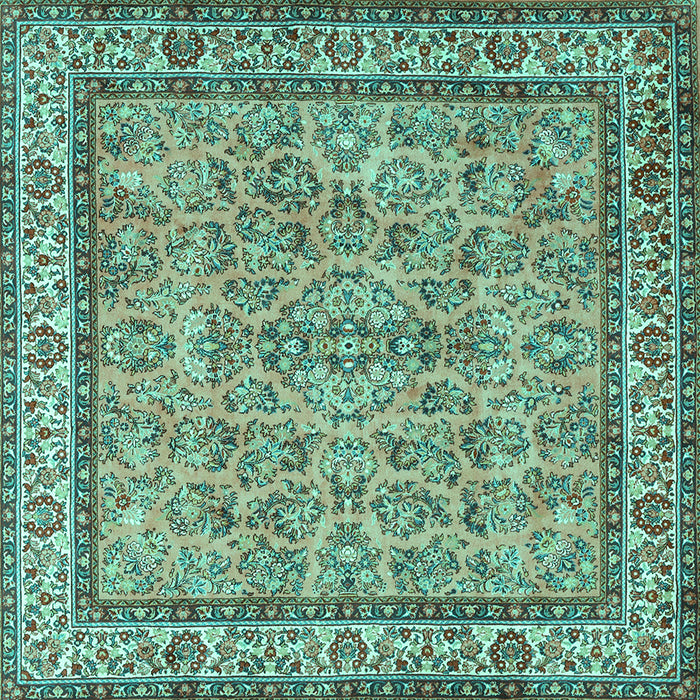 Square Persian Turquoise Traditional Rug, tr3488turq