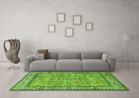 Machine Washable Persian Green Traditional Rug, wshtr3488grn